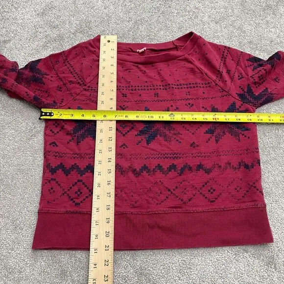 J.Crew Vintage Pullover Sweatshirt Womens Small Geometric Red Holiday Christmas - Picture 4 of 8